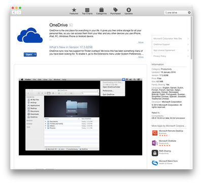 one drive for business mac client